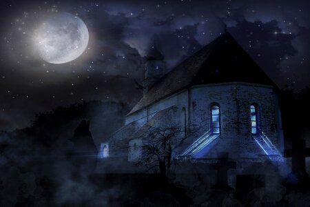 Building moon cemetery. Free illustration for personal and commercial use.