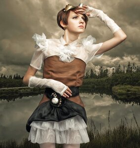 Woman steampunk fashion fashion. Free illustration for personal and commercial use.