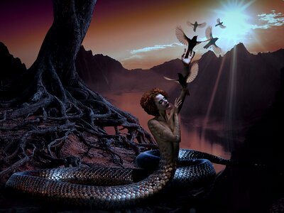 Serpent snake woman. Free illustration for personal and commercial use.