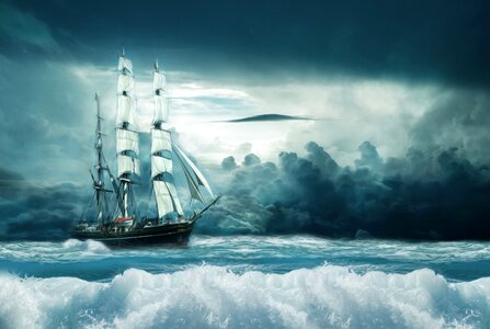 Forward sail adventure. Free illustration for personal and commercial use.