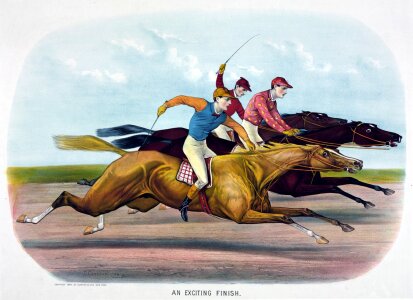 Racehorses racing jockey. Free illustration for personal and commercial use.