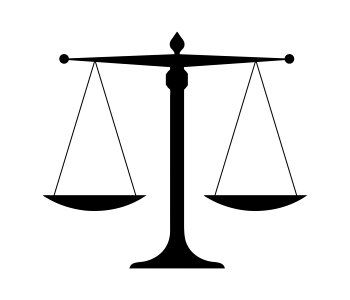 Scales justice black silhouette. Free illustration for personal and commercial use.
