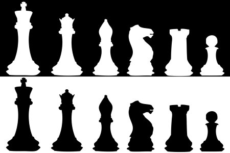 Chess set black white. Free illustration for personal and commercial use.