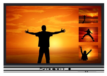 Joy sunset film editing. Free illustration for personal and commercial use.
