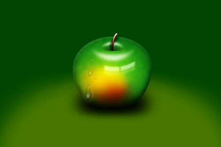 Delicious healthy green apple. Free illustration for personal and commercial use.