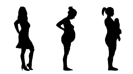 Woman birth baby belly. Free illustration for personal and commercial use.