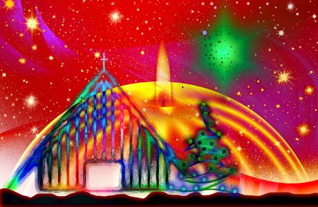 Crib church christmas. Free illustration for personal and commercial use.