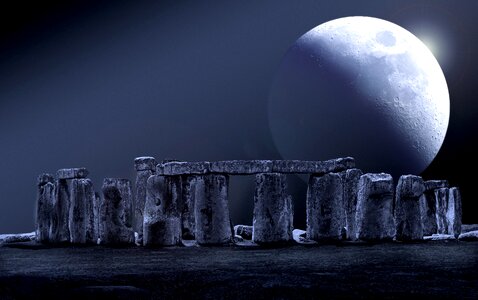 Stone circle night sky mysticism. Free illustration for personal and commercial use.