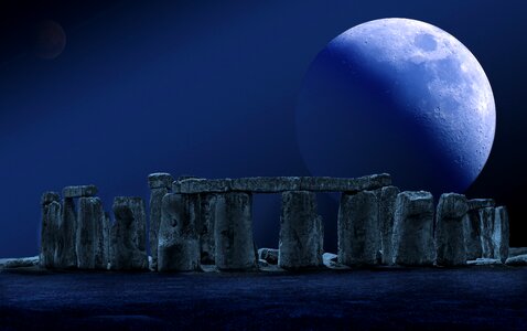 Stone circle night sky mysticism. Free illustration for personal and commercial use.