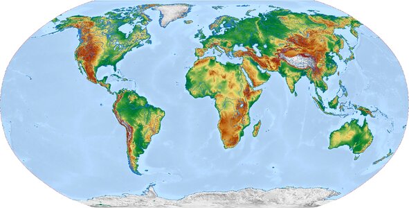 Earth relief map continents. Free illustration for personal and commercial use.