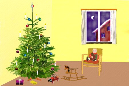 Christmas time fir tree christmas eve. Free illustration for personal and commercial use.