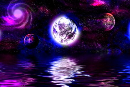 Water reflexion planet. Free illustration for personal and commercial use.