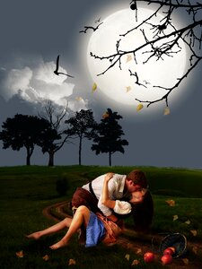 Scene lovers romantic. Free illustration for personal and commercial use.