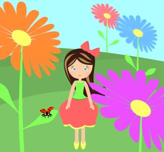 Grass ladybug children's. Free illustration for personal and commercial use.