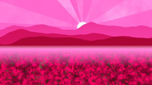 Background pink sun pink mountain. Free illustration for personal and commercial use.