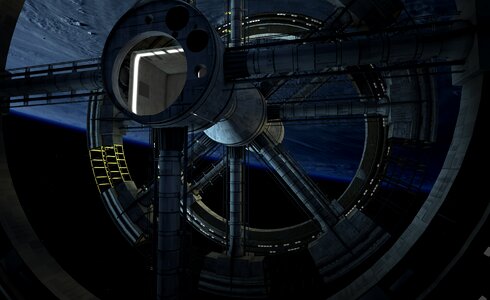 Spaceship interior stage design. Free illustration for personal and commercial use.