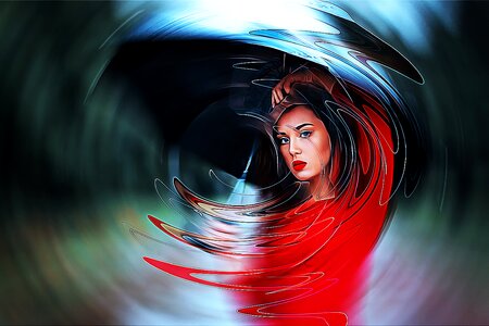 Swirl red dress decorative. Free illustration for personal and commercial use.