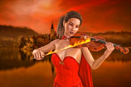 Fantasy romantic fiddle. Free illustration for personal and commercial use.