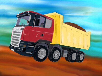 Carriage of goods truck tyres highway. Free illustration for personal and commercial use.