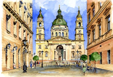 Budapest the basilica Free illustrations. Free illustration for personal and commercial use.