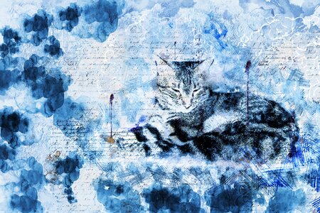 Art abstract kitten. Free illustration for personal and commercial use.