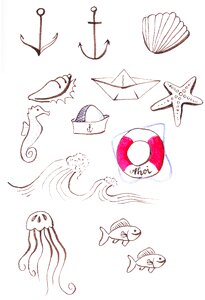 Drawing anchor shell. Free illustration for personal and commercial use.