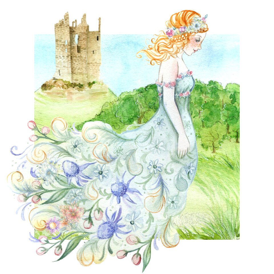 Princess nature castle. Free illustration for personal and commercial use.