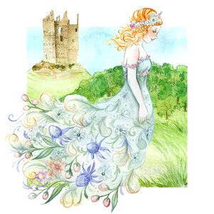 Princess nature castle. Free illustration for personal and commercial use.