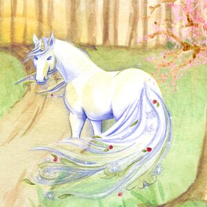 Romantic white horse. Free illustration for personal and commercial use.