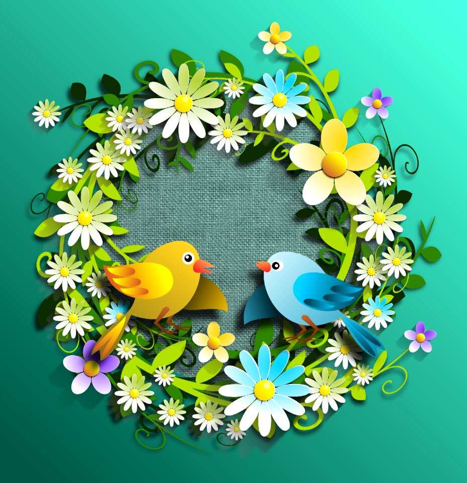 Floral flowery birds. Free illustration for personal and commercial use.