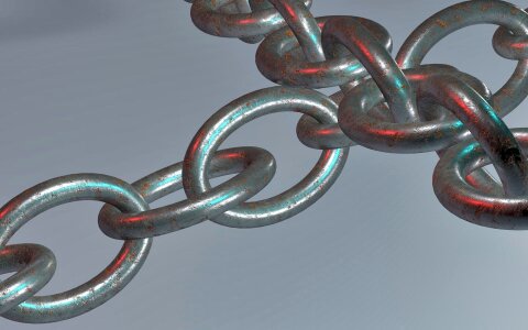 Steel caught chain link. Free illustration for personal and commercial use.