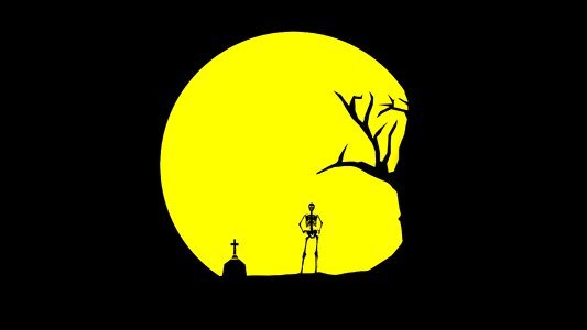 Skeleton moon yellow. Free illustration for personal and commercial use.