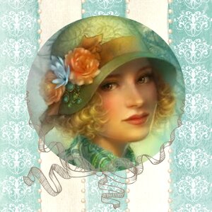 1920's female portrait. Free illustration for personal and commercial use.