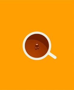 Animated mug orange coffee. Free illustration for personal and commercial use.