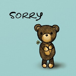 Toy cute apology. Free illustration for personal and commercial use.