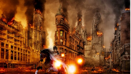 Explosion fireball city. Free illustration for personal and commercial use.