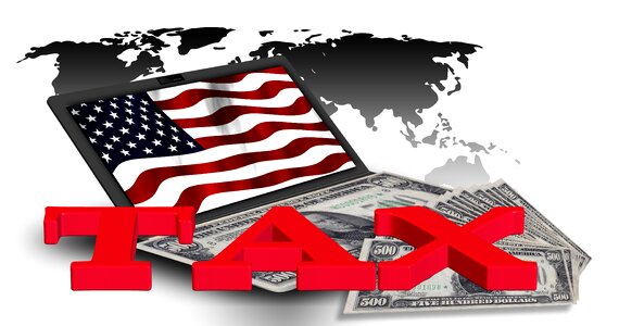 Taxes flag usa. Free illustration for personal and commercial use.