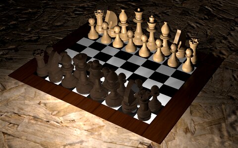 Wooden figures chess board chess pieces. Free illustration for personal and commercial use.