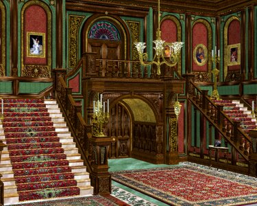 Interior grand hall. Free illustration for personal and commercial use.