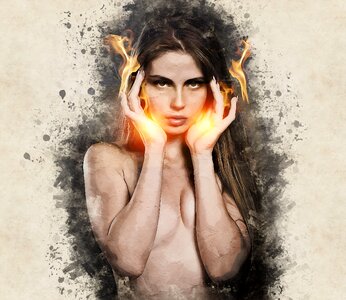 Fire woman portrait fantasy. Free illustration for personal and commercial use.