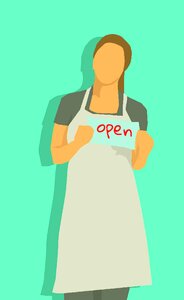 Open entrepreneur owner. Free illustration for personal and commercial use.