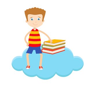 Book readers boys. Free illustration for personal and commercial use.