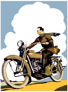 Poster scenery biker. Free illustration for personal and commercial use.