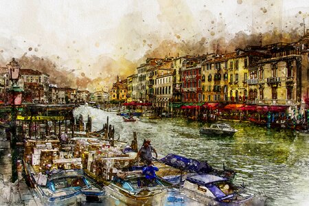 Venezia boats italian. Free illustration for personal and commercial use.