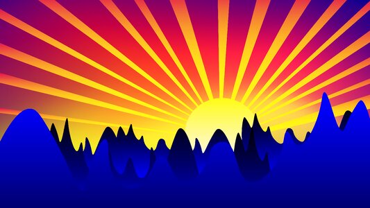 Landscape mountains sunset. Free illustration for personal and commercial use.