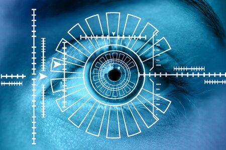 Iris recognition security authentication. Free illustration for personal and commercial use.