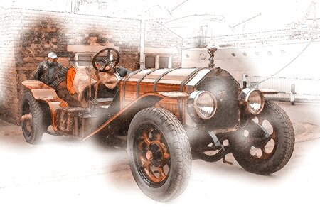 Retro transportation classic. Free illustration for personal and commercial use.