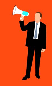 Speaker business man holding. Free illustration for personal and commercial use.
