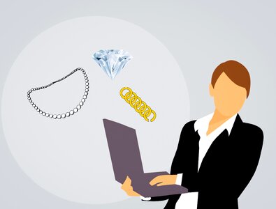 Ring selling business woman. Free illustration for personal and commercial use.