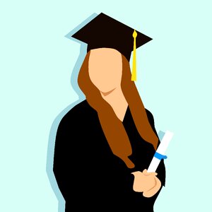 One woman only student females. Free illustration for personal and commercial use.